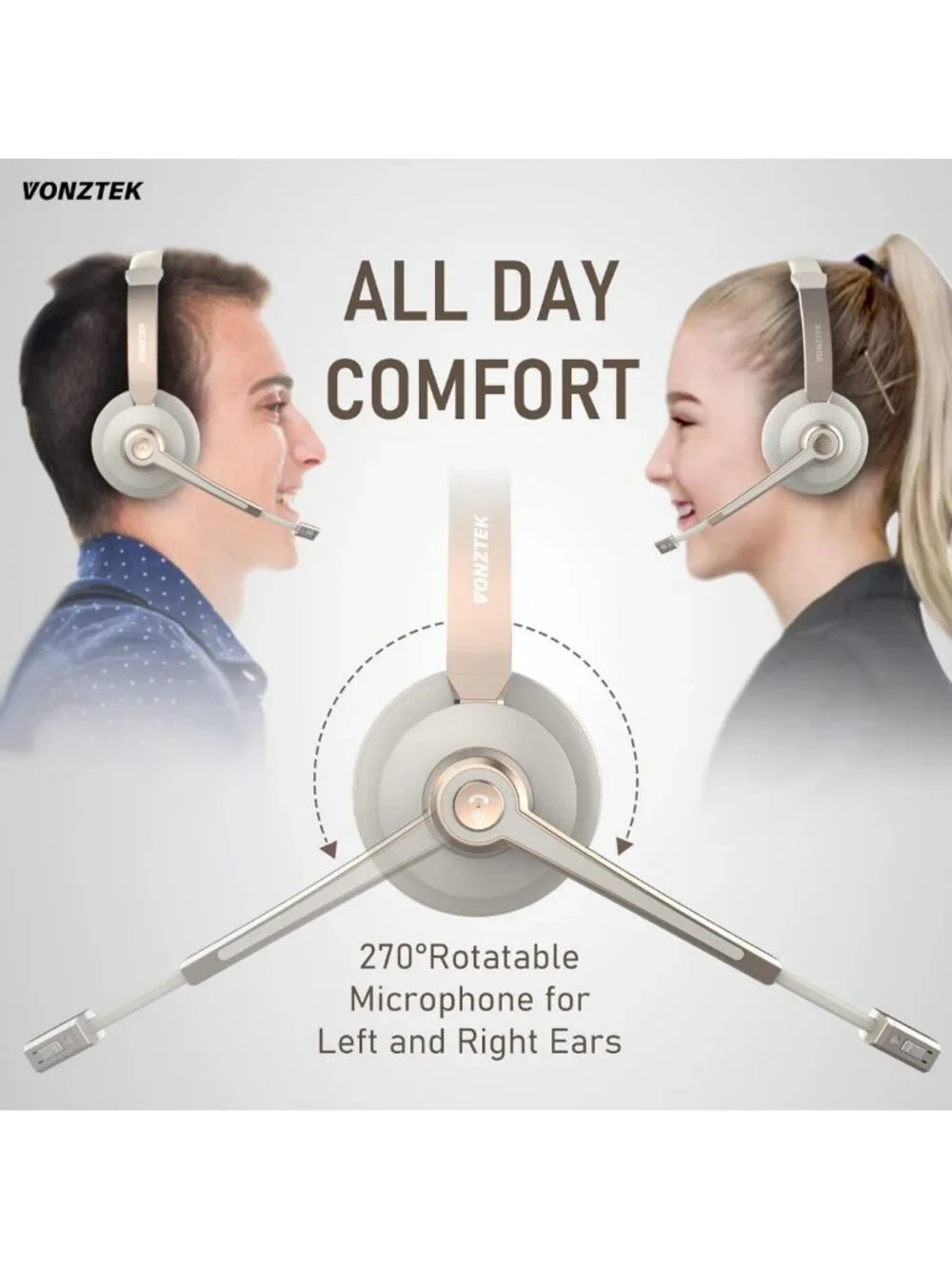 Noise-Canceling Bluetooth Headset for Remote Work, Meetings & Calls - Wireless